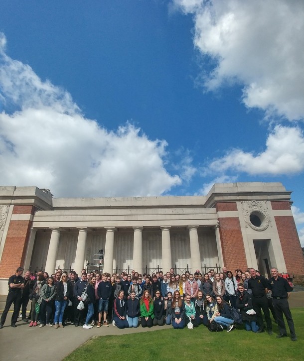 All students, teachers and guides part of the Arras commemoration trip at the Menin Gate, Ypres