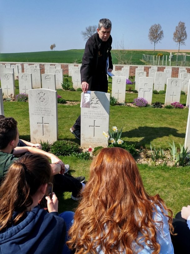 Visiting Henry Webber's grave in Dartmoor Cemetry, Somme, France