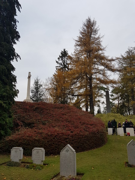 Our tour group at St Symphorien Military cemetery, Belgium as seen on our WW1 Battlefield tour